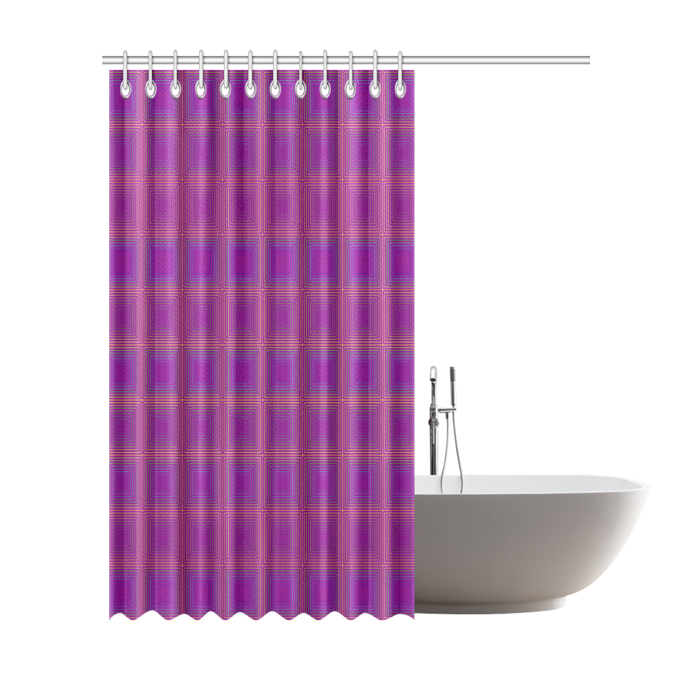 Purple gold multicolored multiple squares Shower Curtain 72"x84"