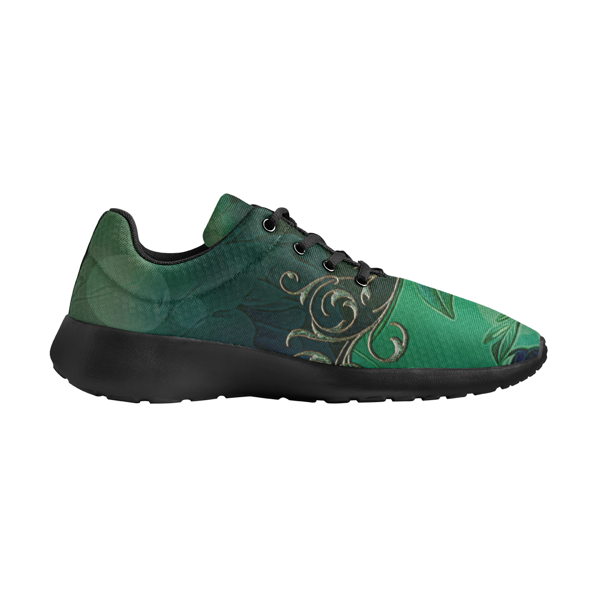 Green floral design Women's Athletic Shoes (Model 0200)