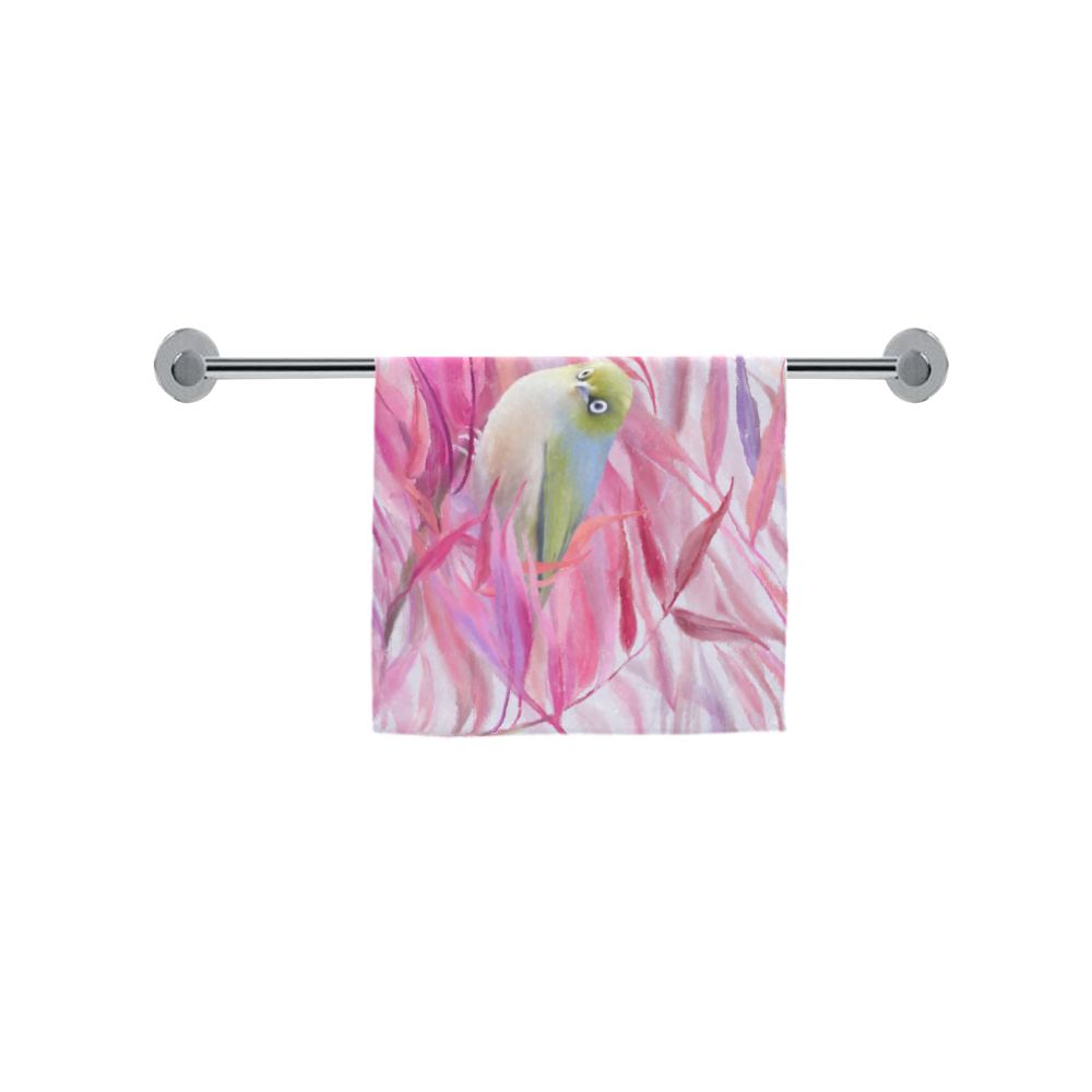 Cute SilverEye, angry bird watercolor Custom Towel 16"x28"