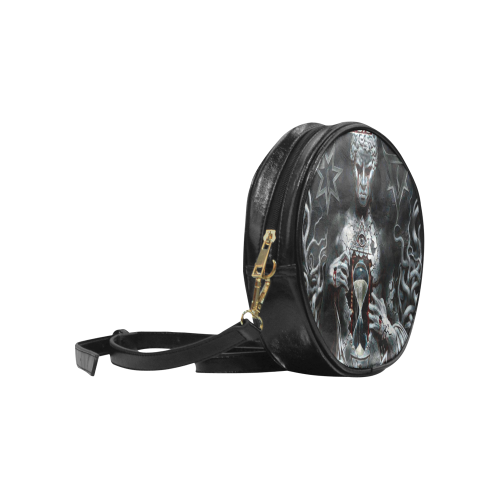 Gothic Art Vintage Leather Darkstar Round Sling Bag (Model 1647)