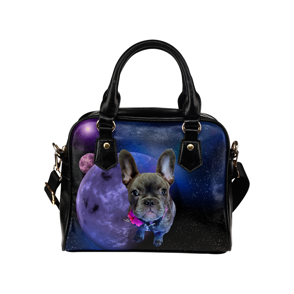Dog French Bulldog and Planets Shoulder Handbag (Model 1634)