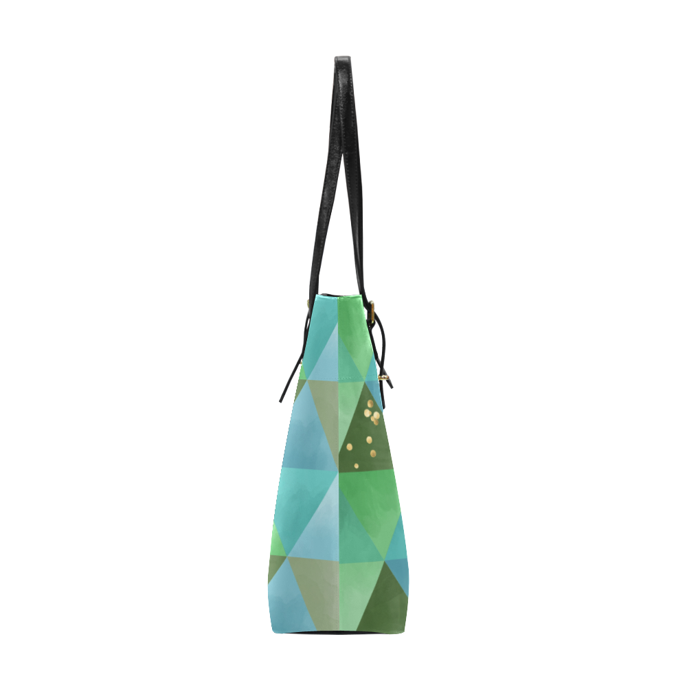 Triangle Pattern - Green Teal Khaki Moss Euramerican Tote Bag/Small (Model 1655)