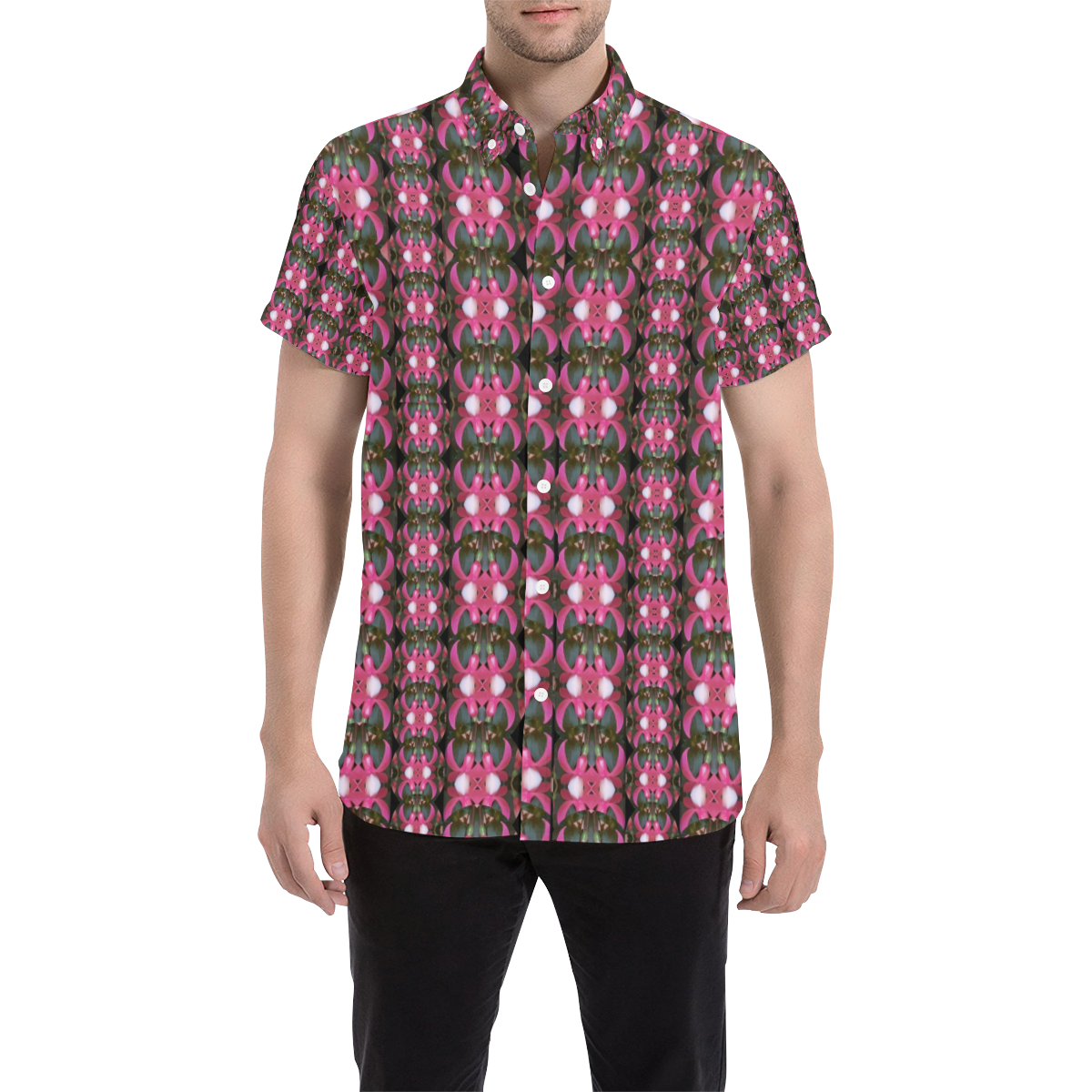 Butterflies in a  forest of climbing flowers Men's All Over Print Short Sleeve Shirt/Large Size (Model T53)