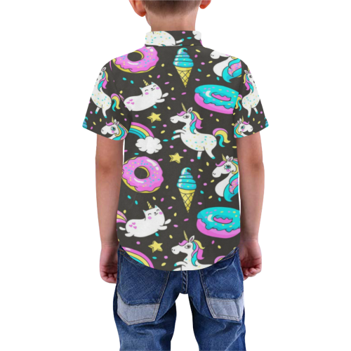 unicorn doughnuts Boys' All Over Print Short Sleeve Shirt (Model T59)