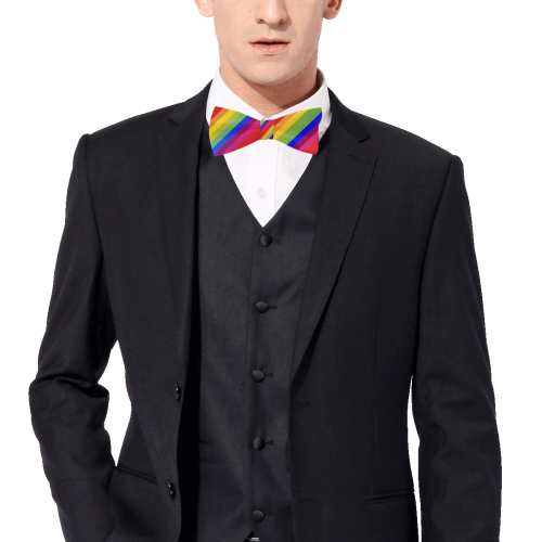 Rainbow Diagonal Stripes Custom Bow Tie