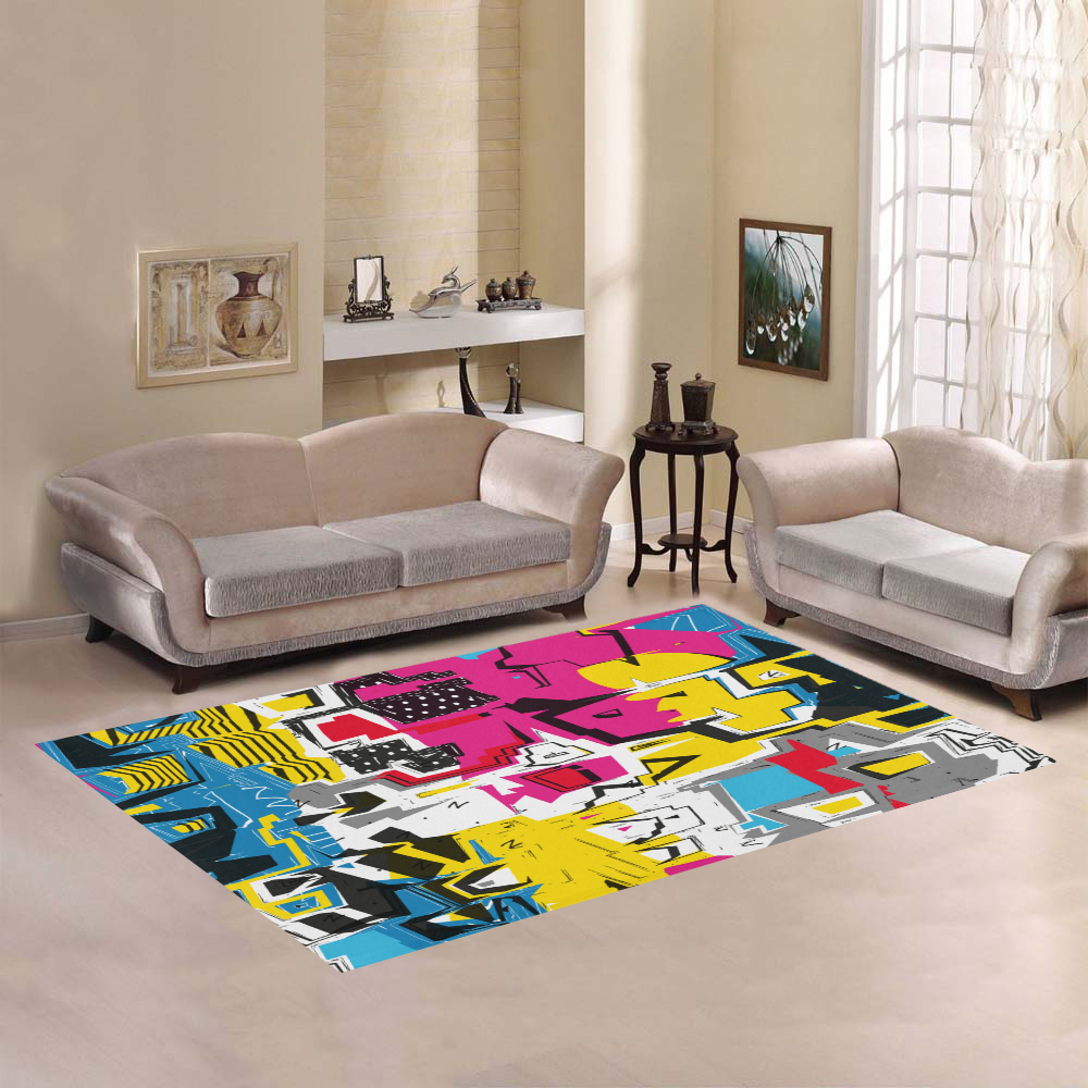 Distorted shapes Area Rug7'x5'