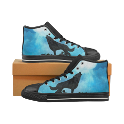 Beautiful black wolf Men’s Classic High Top Canvas Shoes (Model 017)
