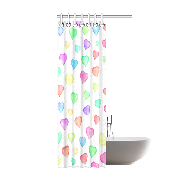 Pastel Hearts Shower Curtain 36"x72"