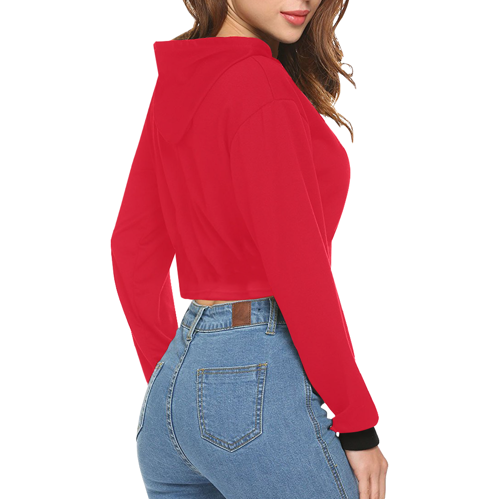 color Spanish red All Over Print Crop Hoodie for Women (Model H22)