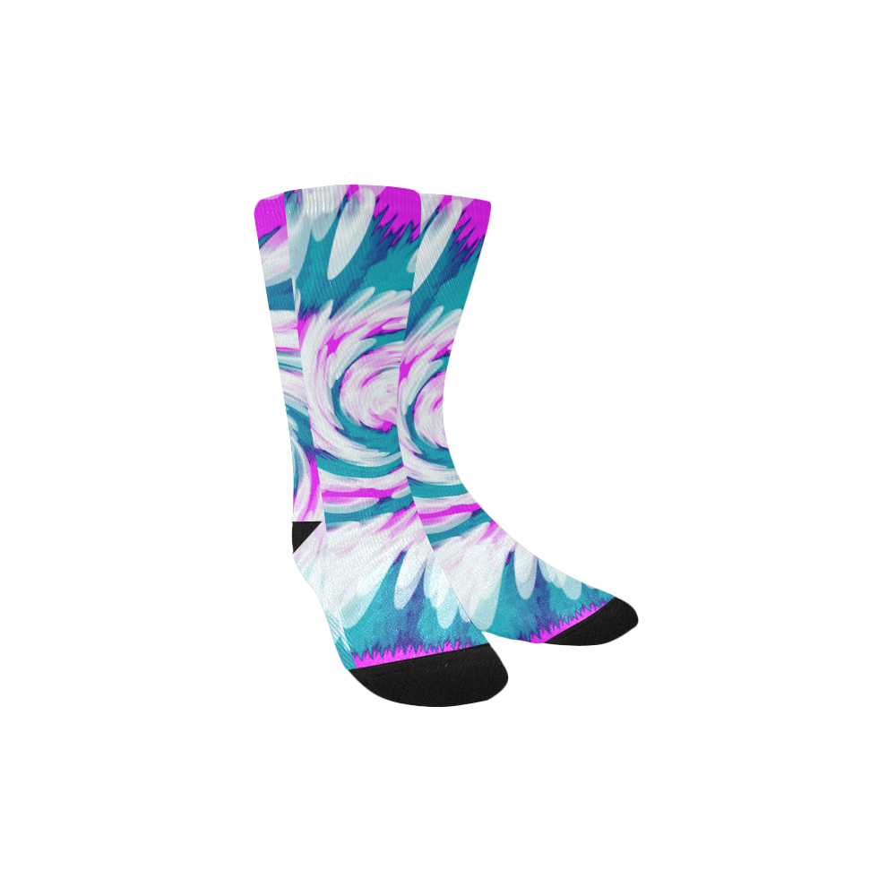 Turquoise Pink Tie Dye Swirl Abstract Kids' Custom Socks