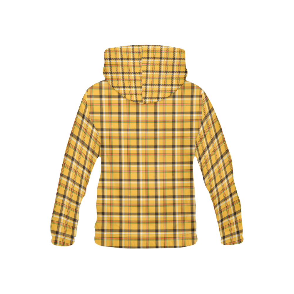 Yellow Tartan (Plaid) All Over Print Hoodie for Kid (USA Size) (Model H13)