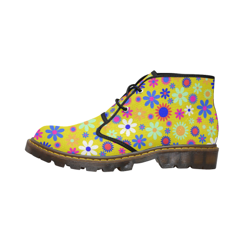 FLORAL DESIGN 5 Women's Canvas Mid-Top Boots (Model 2402-1)