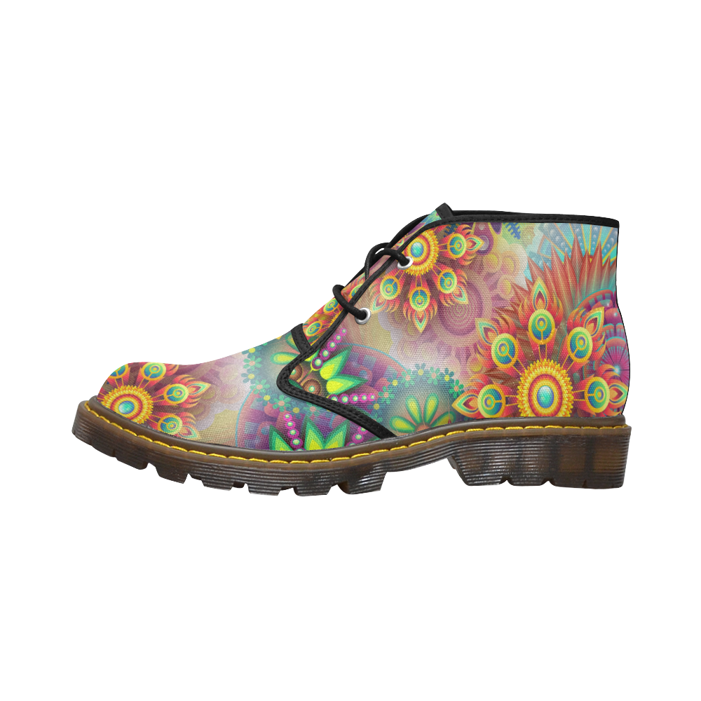 colorful-abstract 3D Women's Canvas Chukka Boots/Large Size (Model 2402-1)