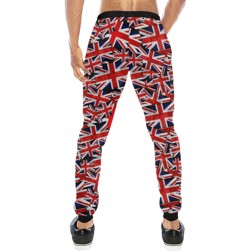 Union Jack British UK Flag - Black Men's All Over Print Sweatpants/Large Size (Model L11)