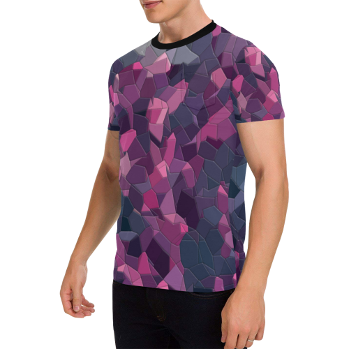 purple pink magenta mosaic #purple Men's All Over Print T-Shirt with Chest Pocket (Model T56)