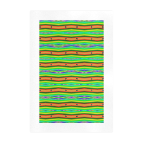 Bright Green Orange Stripes Pattern Abstract Art Print 19‘’x28‘’