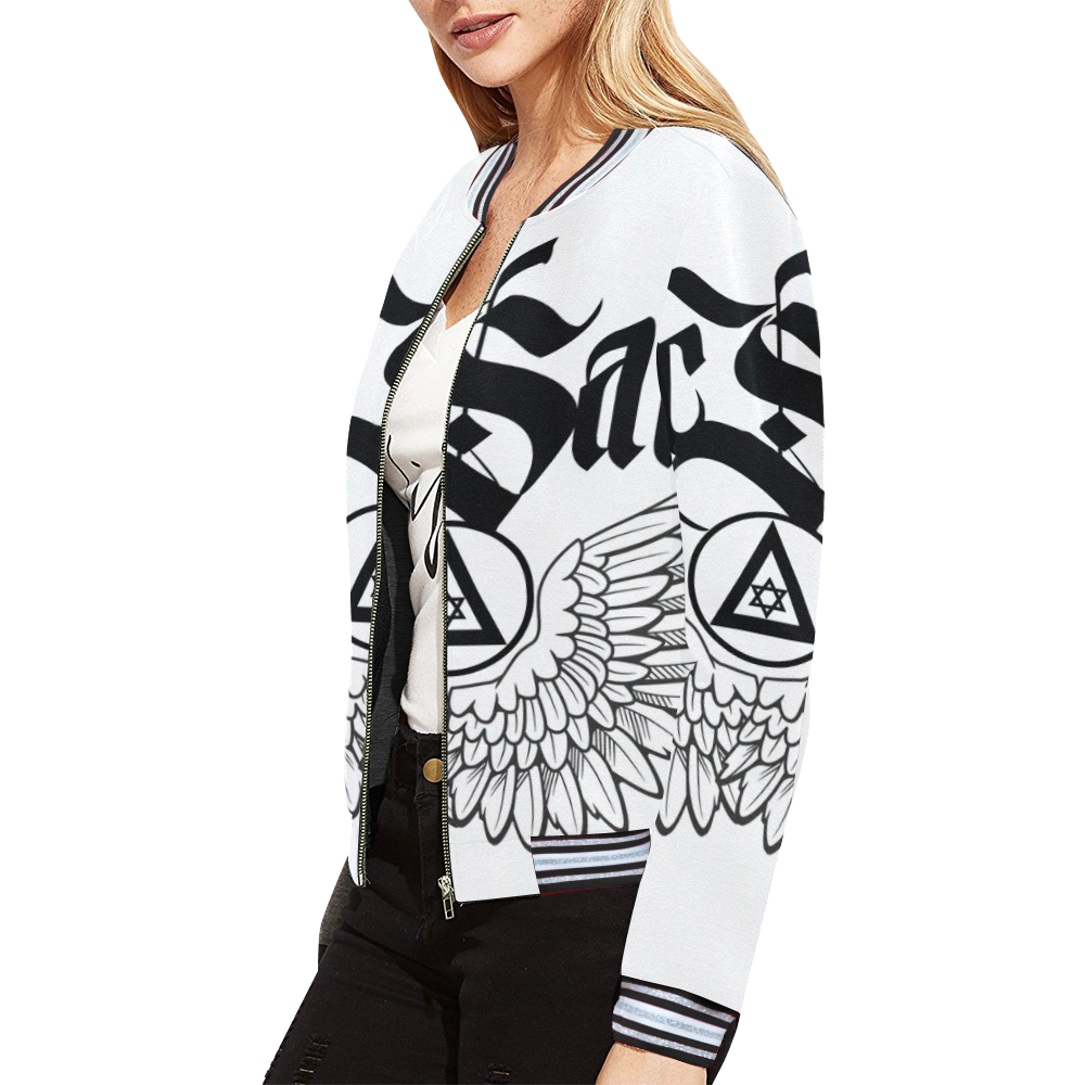 "Wings & Halo" Fashion Jacket All Over Print Bomber Jacket for Women (Model H21)