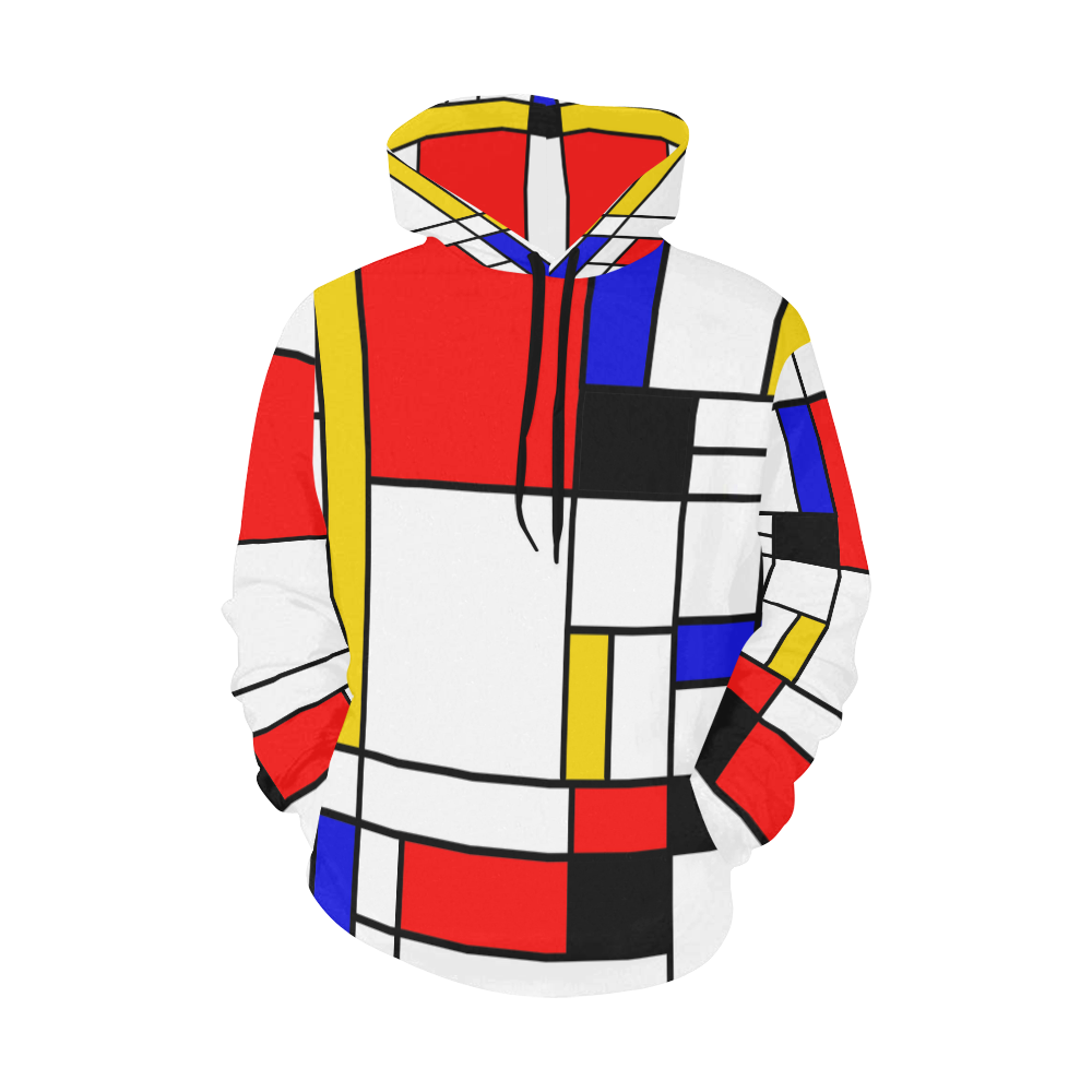 Bauhouse Composition Mondrian Style All Over Print Hoodie for Men/Large Size (USA Size) (Model H13)