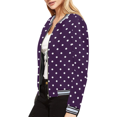 little  dots purple All Over Print Bomber Jacket for Women (Model H21)