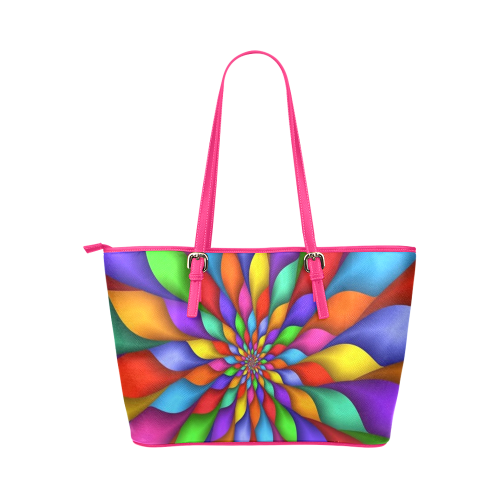 RAINBOW SKITTLES Leather Tote Bag/Small (Model 1651)