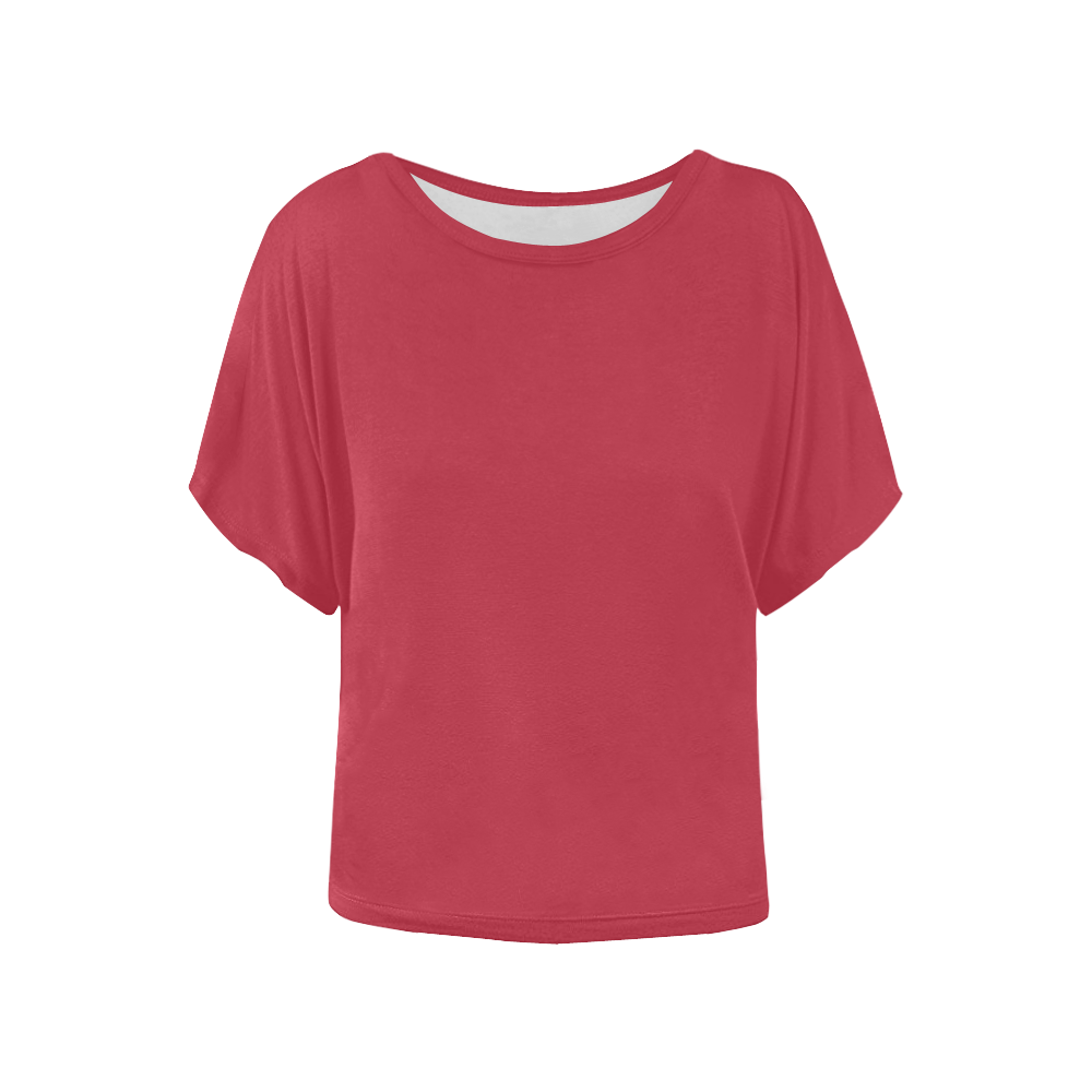 Asiatic Lily Flowers Royal Red Solid Color Women's Batwing-Sleeved Blouse T shirt (Model T44)