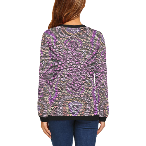 hearts everywhere C by JamColors All Over Print Crewneck Sweatshirt for Women (Model H18)