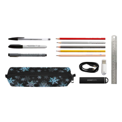 Snowflakes, Blue snow, Christmas Pencil Pouch/Small (Model 1681)