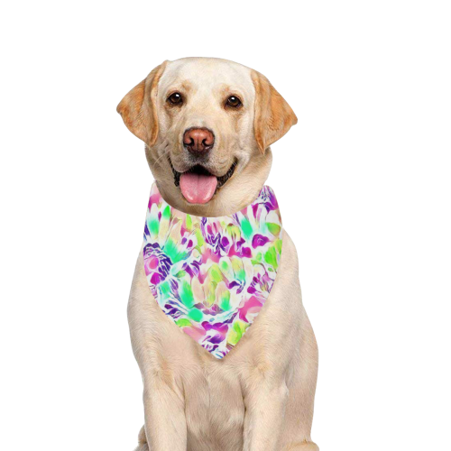 Floral Summer Greetings  1C by JamColors Pet Dog Bandana/Large Size