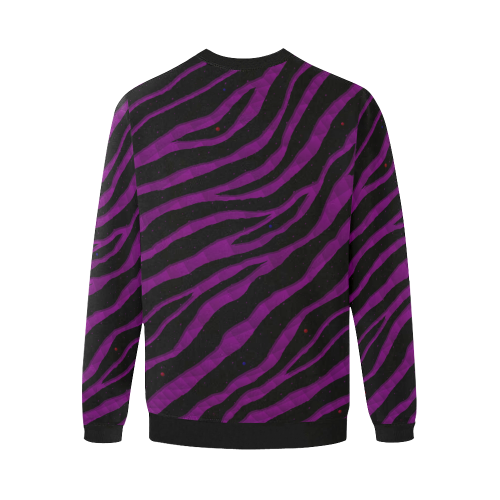 Ripped SpaceTime Stripes - Purple Men's Oversized Fleece Crew Sweatshirt/Large Size(Model H18)