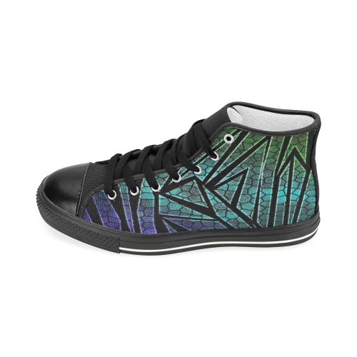 Neon Rainbow Cracked Mosaic Men’s Classic High Top Canvas Shoes (Model 017)