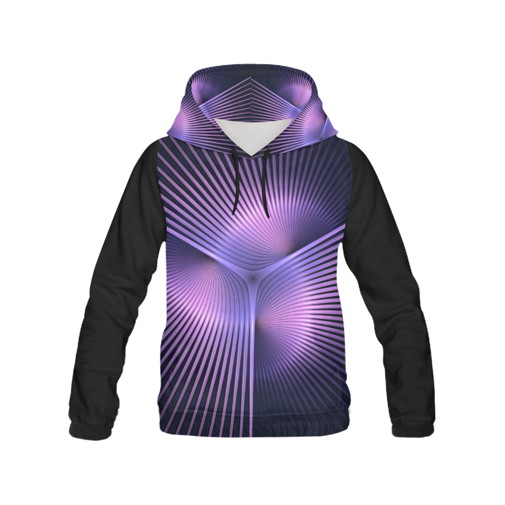 Purple Rays All Over Print Hoodie for Women (USA Size) (Model H13)