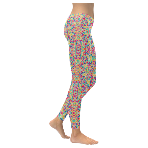 Kaleidoscope Colorful Mandala Women's Low Rise Leggings (Invisible Stitch) (Model L05)