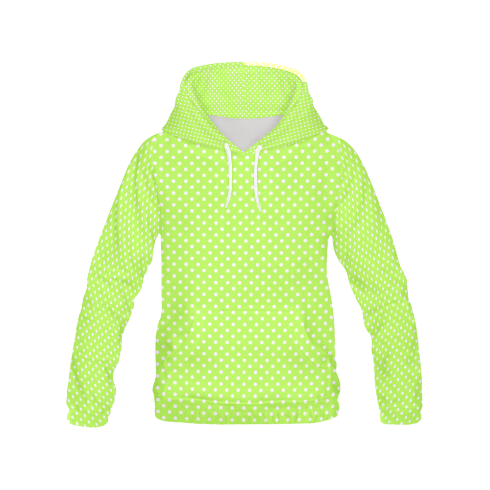 Mint green polka dots All Over Print Hoodie for Women (USA Size) (Model H13)