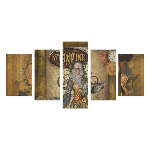 Steampunk lady with owl Canvas Print Sets C (No Frame)
