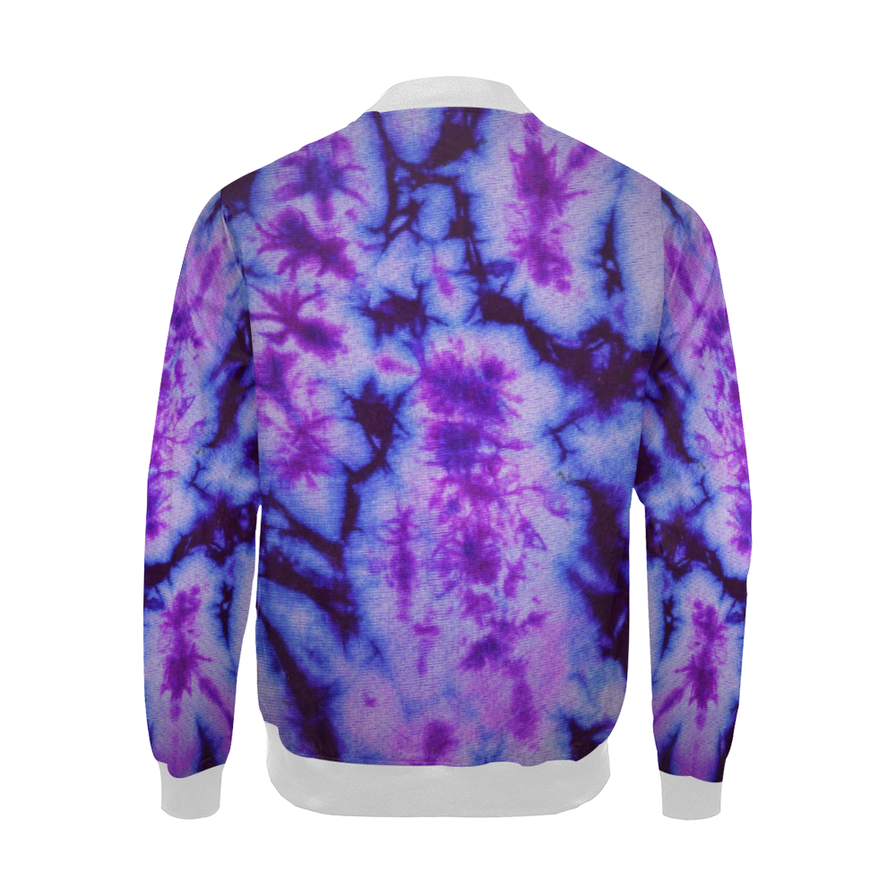 tie dye in shades of blue and purple All Over Print Bomber Jacket for Men/Large Size (Model H19)