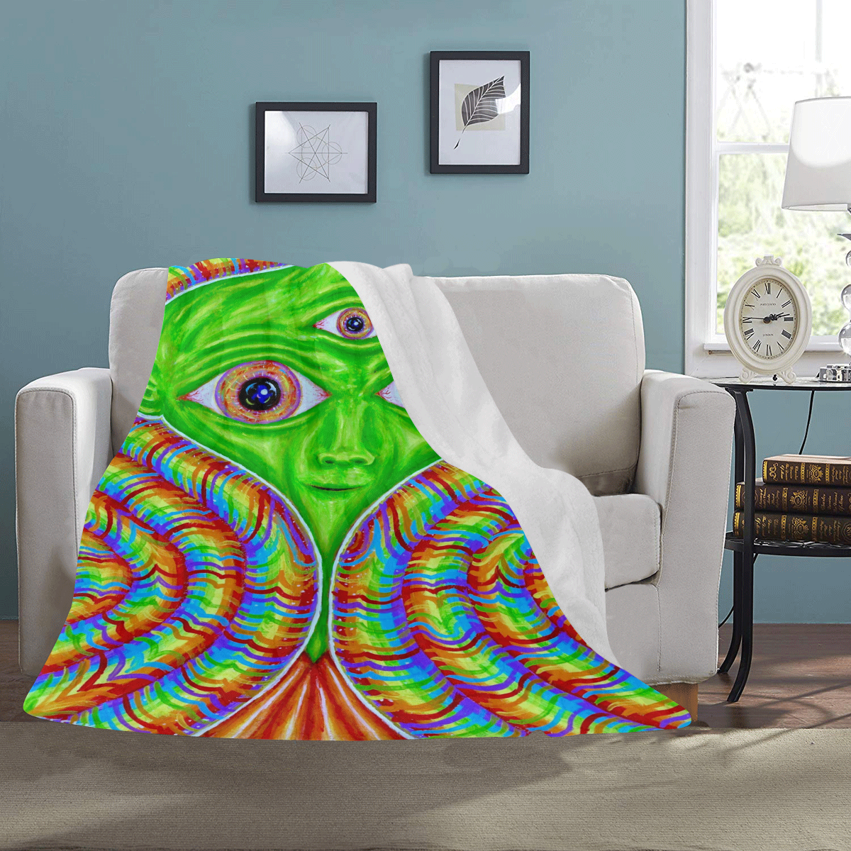 Portrait of an Alien Looking at Sound Ultra-Soft Micro Fleece Blanket 50"x60"