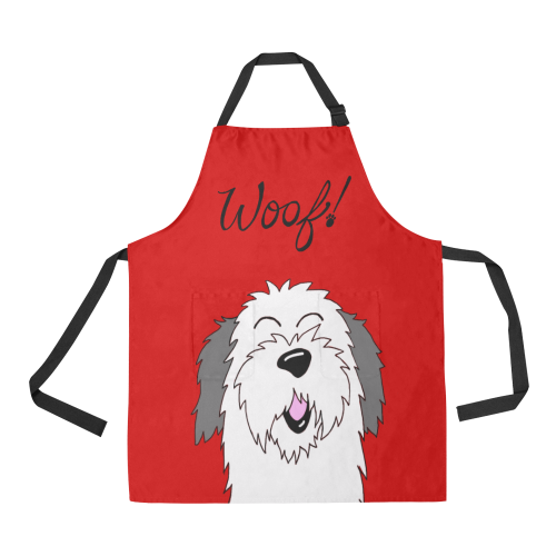 Woof!! Sheepie - red All Over Print Apron