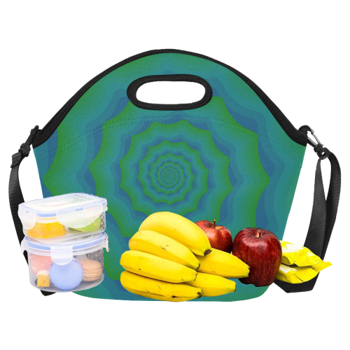 Green blue spiral Neoprene Lunch Bag/Large (Model 1669)