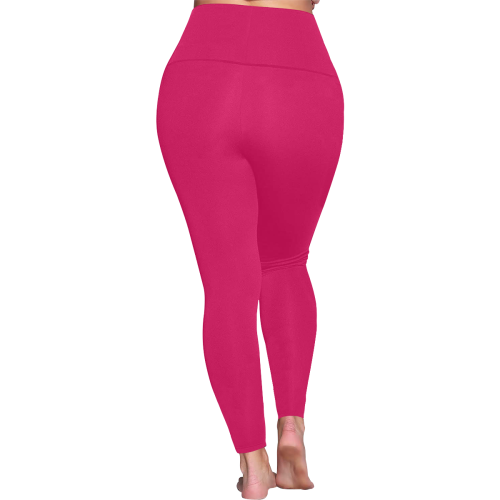 color ruby Women's Plus Size High Waist Leggings (Model L44)