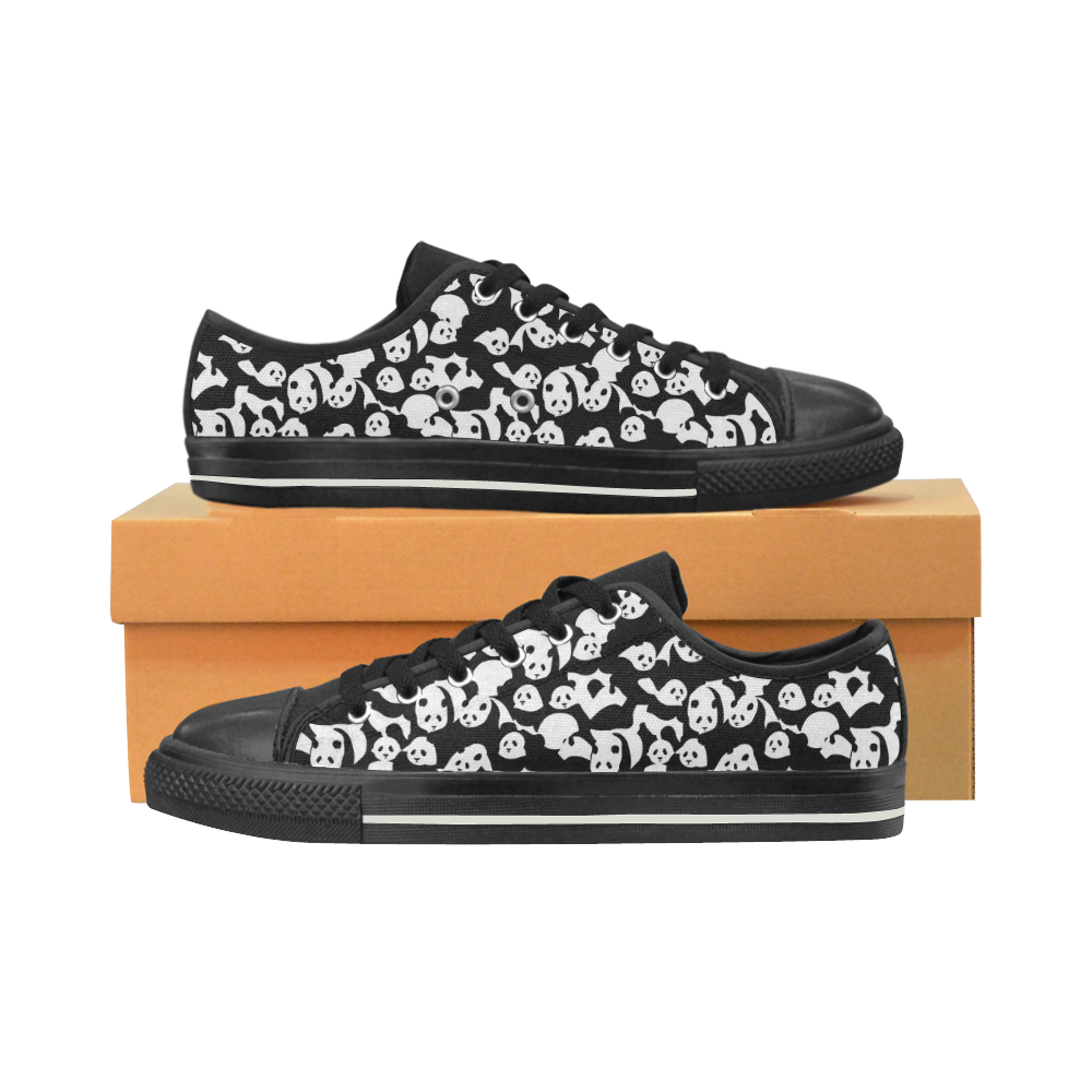 Panda Pattern Low Top Canvas Shoes for Kid (Model 018)