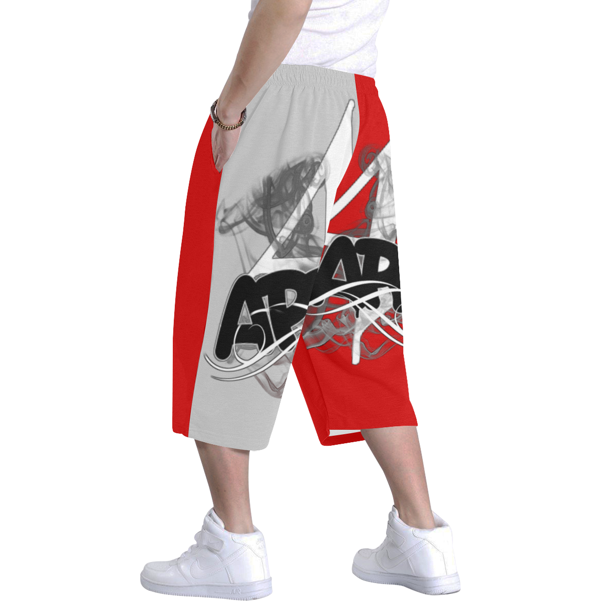 44appearl PANTZ 1 GREY Men's All Over Print Baggy Shorts (Model L37)