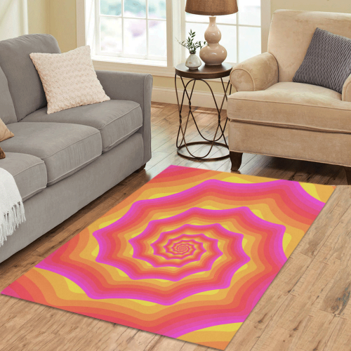 Pink yellow spiral Area Rug 5'3''x4'