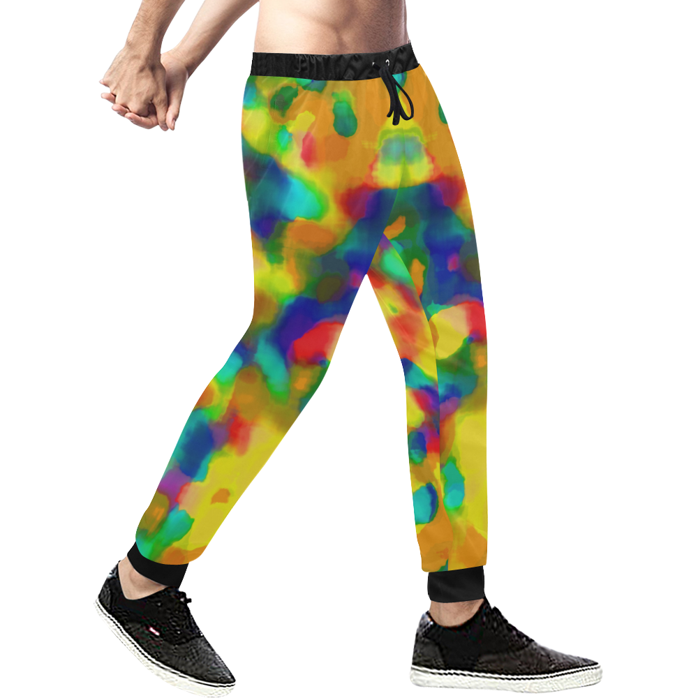 Colorful watercolors texture Men's All Over Print Sweatpants (Model L11)