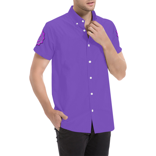 Om FOL Lilas Men's All Over Print Short Sleeve Shirt (Model T53)