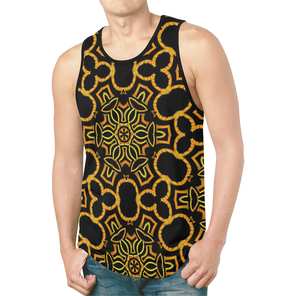 yellow-gold-black New All Over Print Tank Top for Men (Model T46)