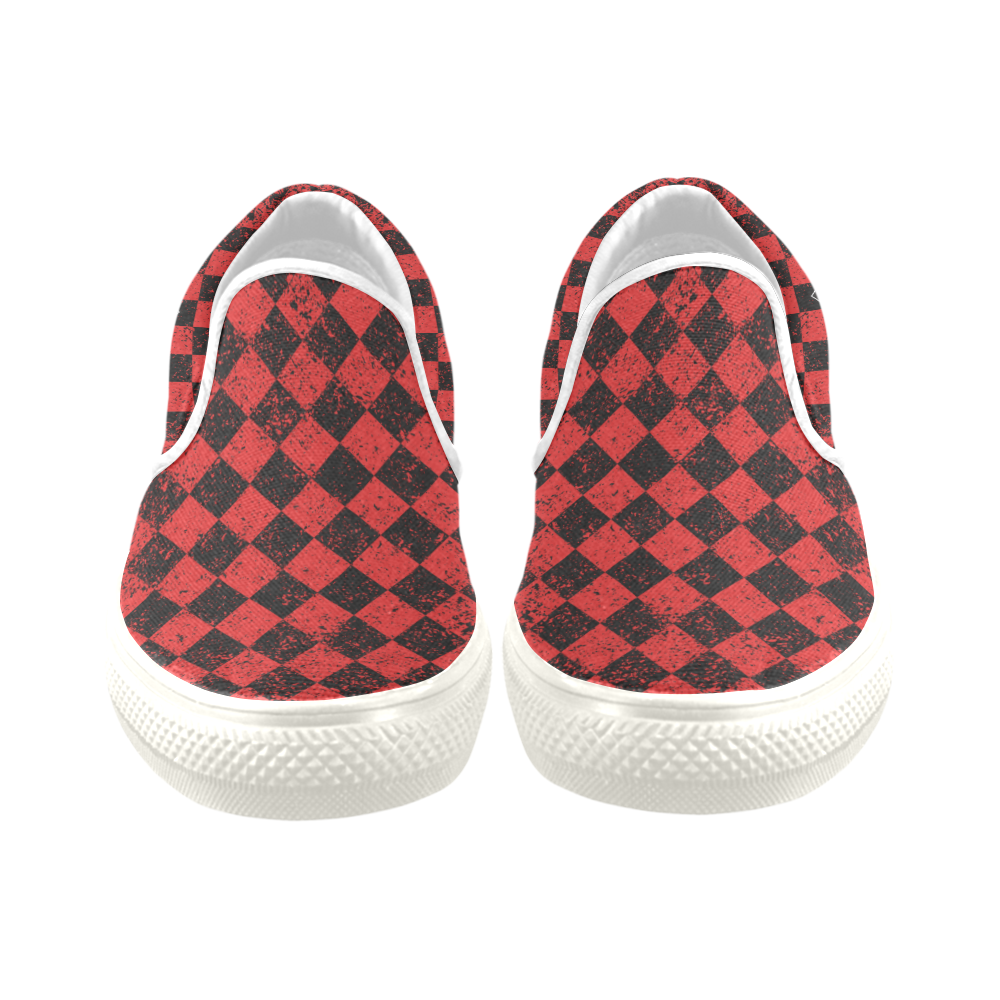 RED | WHT Men's Unusual Slip-on Canvas Shoes (Model 019)