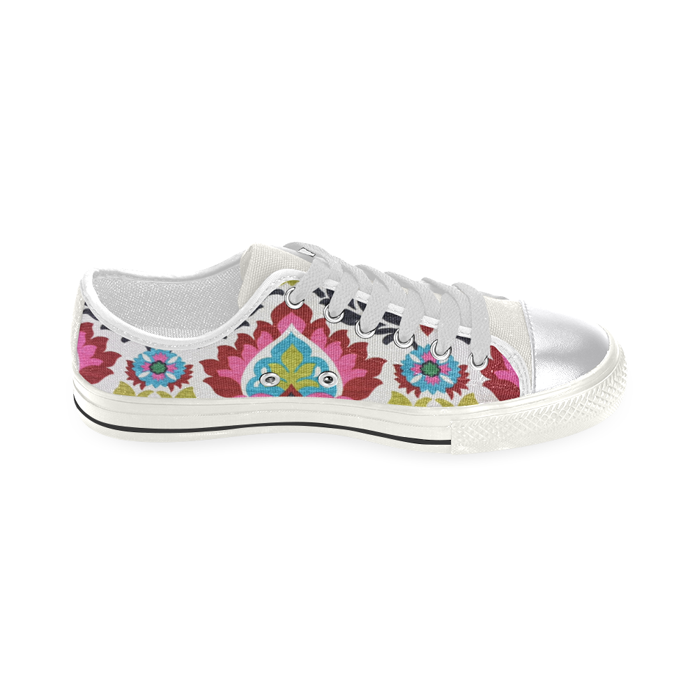 Abstract Flowers White Women's Classic Canvas Shoes (Model 018)