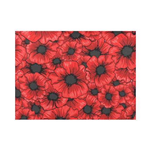Red Hibiscus Flowers Placemat 14’’ x 19’’ (Set of 4)