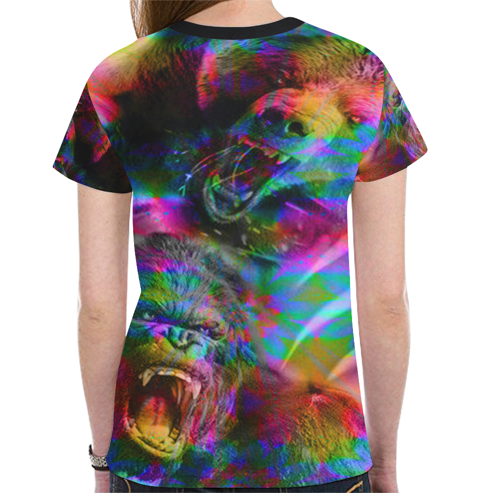 Bear vs Ape New All Over Print T-shirt for Women (Model T45)