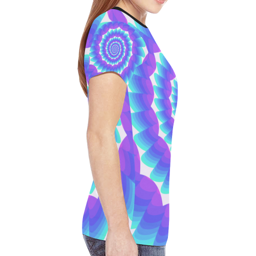 Blue pink shell spiral New All Over Print T-shirt for Women (Model T45)